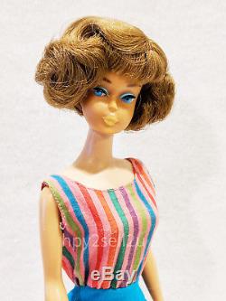 Vintage Side Part Barbie Doll Cinnamon Brown Hair Original Swimsuit