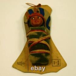 Vintage Skookum Papoose Doll with Original Mailing Card shaped Tepee by Denison