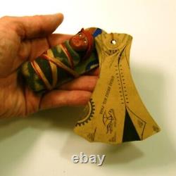 Vintage Skookum Papoose Doll with Original Mailing Card shaped Tepee by Denison