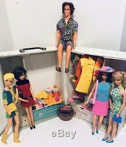 Vintage Twiggy/Francie/ PJ / Barbie/Ken /dolls/case /Wardrobe