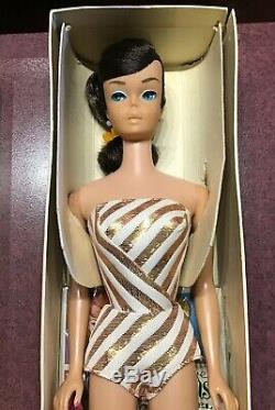 Vintage barbie Very RARE European Brunette Swirl Ponytail In Orignal Box! Minty