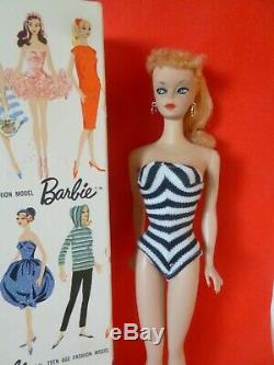 Vintage barbie ponytail blond 1959 #1 with TM box, original TM Stand