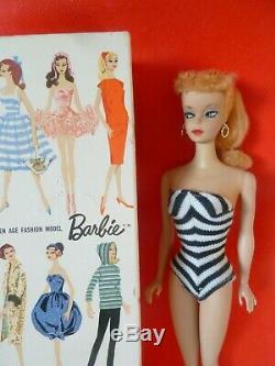 Vintage barbie ponytail blond 1959 #1 with TM box, original TM Stand