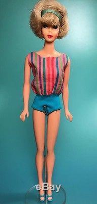 Vtg 60's Japanese Pink Skin Frosted Blonde Side Part American Girl Barbie Doll