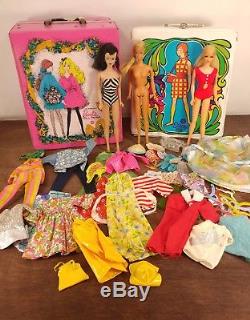 Vtg. 60s Barbie lot Mod Doll Case and Clothing Black Label Twist & Turn Some Tlc
