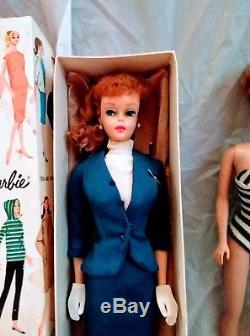 Vtg. Barbie Lot. Titian Ponytail Stewardess Iob! Brunette Swirl Pt, Bubblecut, +