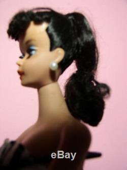 Vtg Beautiful Barbie TM Ponytail #4 Model #850 Brunette OSS Black Mules Stand