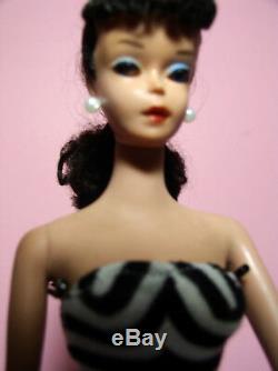 Vtg Beautiful Barbie TM Ponytail #4 Model #850 Brunette OSS Black Mules Stand
