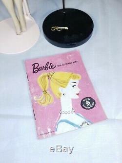 Vtg Brunette #2 Ponytail Barbie Vguc Oss Stand Booklet Glasses Hoop Earrings