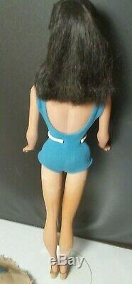 Vtg Brunette #4 Solid Body Ponytail Barbie Excellent In The Swim Pak Complete